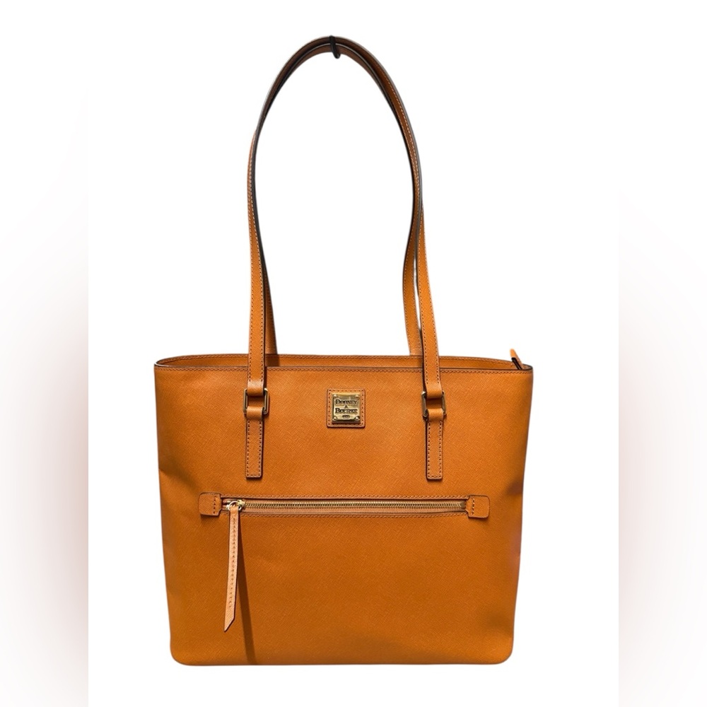 Dooney & Bourke Tan Pebble Leather Zip-Front Tote
